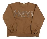 Hnědá mikina s nápisem z kamínků Zara