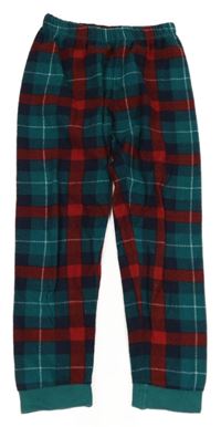 Zeleno-tmavomodro-červené kostkované pyžamové kalhoty Blukids