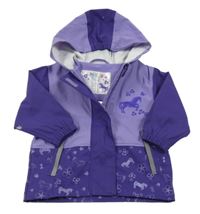 Fialovo-tmavomodrá nepromokavá bunda s koníkem a kapucí Lupilu