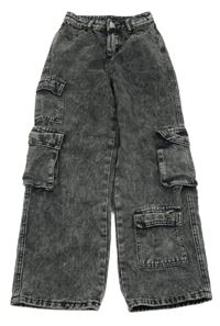 Šedé plísňové široké rifle s kapsami Shein 