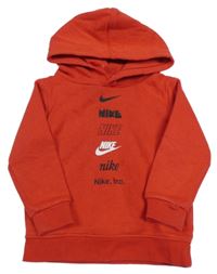 Červená mikina s logem a kapucí Nike 