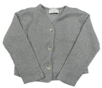 Šedý žebrovaný propínací crop svetr Jeff&Co.