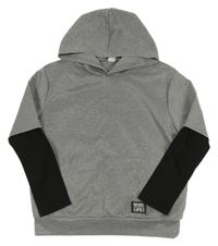 Šedo-černá sportovní mikina s kapucí Shein 