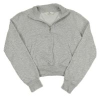 Šedá melírovaná crop mikina s kapsami H&M