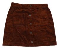 Hnědá manšestrová propínací sukně Next