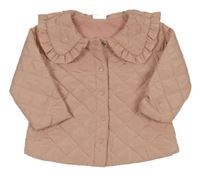 Světlerůžová šusťáková prošívaná zateplená jarní bunda s límečkem Next 