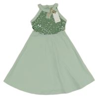 Nové - Světlezelené šaty s flitry a průstřihy Grace Karin