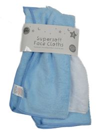 Nové - 3x - 2x modrá + 1x bílá chluptá žínka 