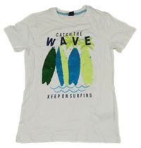 Bílé tričko se surfy z překlápěcích flitrů Y.F.K.