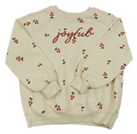 Smetanová oversize mikina s třešničkami H&M