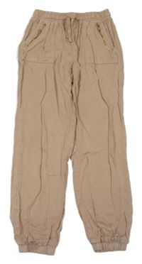 Béžové lehké cuff kalhoty H&M 