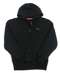 Černá propínací mikina s logem a kapucí Slazenger
