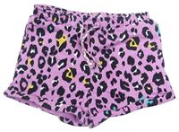 Starofialovo-černo-barevné vzorované teplákové kraťasy s volánky Matalan