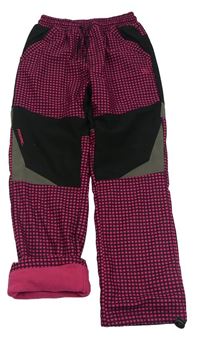 Tmavorůžovo-černé kostkované chino podšité kalhoty GRACE