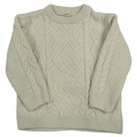 Smetanový melírovaný vzorovaný vlněný oversize svetr RIVER ISLAND