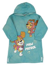 Modrozelené batikované teplákové šaty s PAW PATROL a kapucí C&A