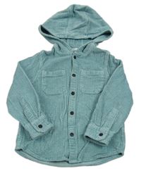 Modrozelená manšestrová košilová bunda s kapucí M&S