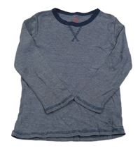 Tmavomodro-bílé pruhované melírované triko H&M