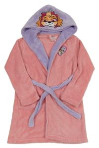 Růžovo-fialový plyšový župan s PAW PATROL a kapucí nickelodeon