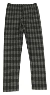 Tmavošedo-šedo-bílé kostkované vzorované úpletové legíny Nutmeg