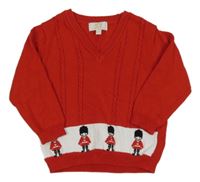 Červeno-bílý vzorovaný svetr s vojáčky CARAMELO 