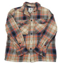 Smetanovo-tmavomodro-černo-červeno-hnědá kostkovaná košilová bunda GARCIA