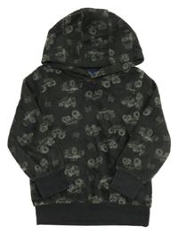 Černošedá fleecová mikina s monster trucky a kapucí Kiki&Koko