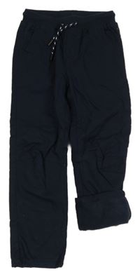 Tmavomodré plátěné podšité kalhoty FUTURINO