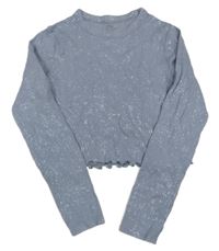 Šedofialovo-stříbrné melírované žebrované crop triko M&S