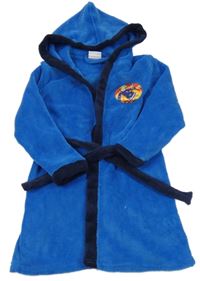 Modro-tmavomodrý plyšový župan s Požárníkem Samem a kapucí