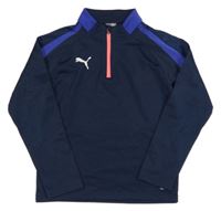 Tmavoomdro-safírová funkční sportovní mikina s logem PUMA