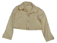 Vanilková riflová crop bunda s logem a límečkem Le Chic