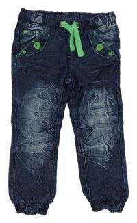 Tmavomodré mačkané cuff rifle Kiki&Koko