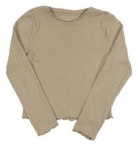 Béžové žebrované crop triko PRIMARK