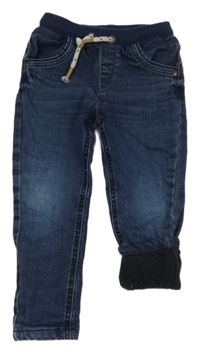 Tmavomodré teplákové podšité rifle s úpletovým pasem George