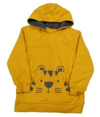 Hořčicová mikina s tygrem/kapsou a kapucí George