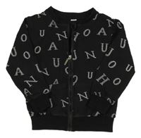 Černá propínací mikina s písmenky 