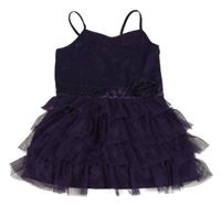 Lilkové tylové slavnostní šaty s 3D květem a volánky H&M