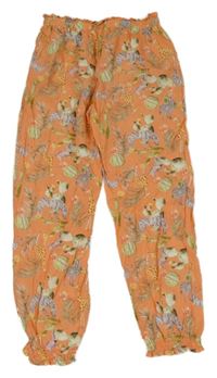Světleoranžové paper bag lehké kalhoty se zvířátky a lístečky a kaktusy S. Oliver