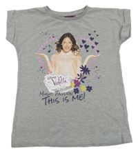 Šedé melírované tričko s Violettou Disney