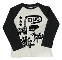 Nové - bílo-černé melírované triko s dinosaury F&F