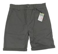 Nové - tmavošedé chino plátěné kraťasy Denim Co.