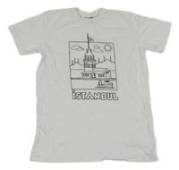 Bílé vybarvovací tričko s potiskem - Istanbul 