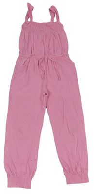 Růžový bavlněný kalhotový overal Topolino