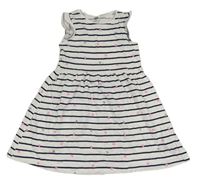 Bílo-černé pruhované bavlněné šaty se srdíčky H&M
