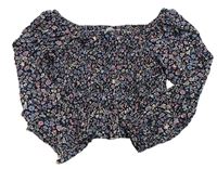 Černé květované crop triko Matalan