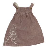 Starorůžové manšestrové laclové šaty s králíkem - Peter Rabbit M&S