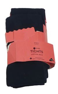 Nové - 2x tmavomodré punčocháče M&S