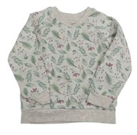 Světlebéžová melírovaná mikina s listy Primark