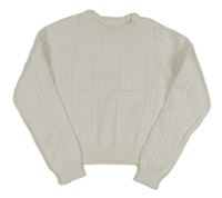 Bílý crop svetr s copánkovým vzorem Primark